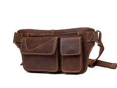Vintage Leather Fanny Pack Mens Waist Bag Hip Pack Belt Bag Bumbag for Men - imessengerbags