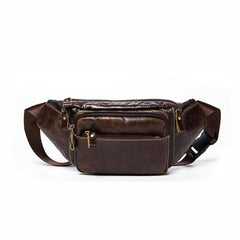 Vintage Leather Fanny Pack Mens Waist Bag Hip Pack Belt Bag Bumbag for Men