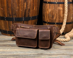 Vintage Leather Fanny Pack Mens Waist Bag Hip Pack Belt Bag Bumbag for Men - imessengerbags
