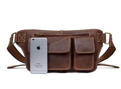 Vintage Leather Fanny Pack Mens Waist Bag Hip Pack Belt Bag Bumbag for Men - imessengerbags