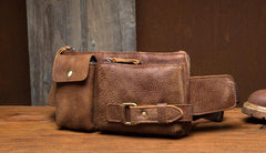 Vintage Leather Fanny Pack Mens Waist Bag Hip Pack Belt Bag Bumbag for Men - imessengerbags