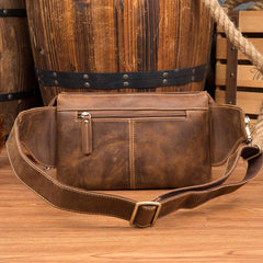 Vintage Leather Fanny Pack Mens Waist Bag Hip Pack Belt Bag Bumbag for Men - imessengerbags