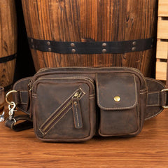 Vintage Leather Fanny Pack Mens Waist Bag Hip Pack Belt Bag Bumbag for Men