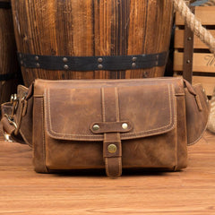 Vintage Leather Fanny Pack Mens Waist Bag Hip Pack Belt Bag Bumbag for Men - imessengerbags