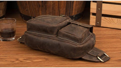 Vintage Leather Fanny Pack Mens Waist Bag Hip Pack Belt Bag Bumbag for Men - imessengerbags