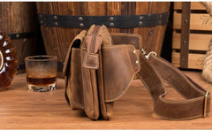 Vintage Leather Fanny Pack Mens Waist Bag Hip Pack Belt Bag Bumbag for Men - imessengerbags