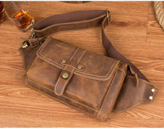 Vintage Leather Fanny Pack Mens Waist Bag Hip Pack Belt Bag Bumbag for Men - imessengerbags