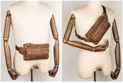 Vintage Leather Fanny Pack Mens Waist Bag Hip Pack Belt Bag Bumbag for Men - imessengerbags