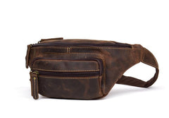 Vintage Leather Fanny Pack Mens Waist Bag Hip Pack Belt Bag Bumbag for Men