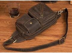 Vintage Leather Fanny Pack Mens Waist Bag Hip Pack Belt Bag Bumbag for Men