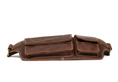Vintage Leather Fanny Pack Mens Waist Bag Hip Pack Belt Bag Bumbag for Men - imessengerbags