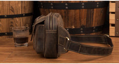Vintage Leather Fanny Pack Mens Waist Bag Hip Pack Belt Bag Bumbag for Men - imessengerbags