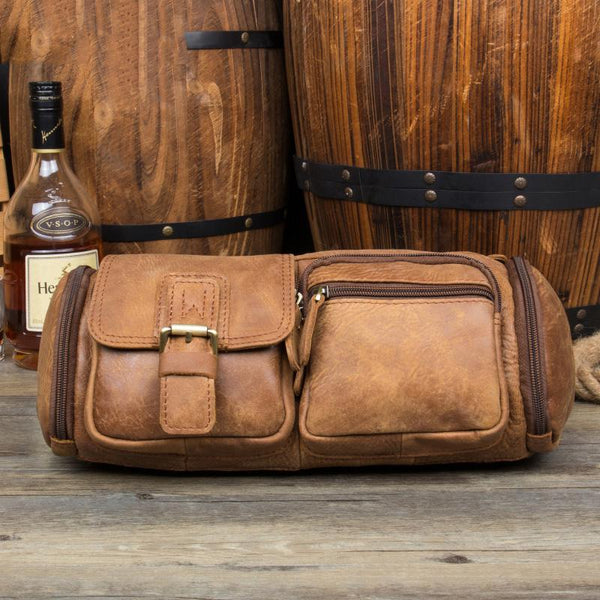 Vintage Leather Fanny Pack Mens Waist Bag Hip Pack Belt Bag Bumbag for Men - imessengerbags