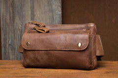 Vintage Leather Fanny Pack Mens Waist Bag Hip Pack Belt Bag Bumbag for Men - imessengerbags