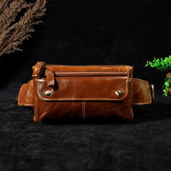 Vintage Leather Fanny Pack Mens Waist Bag Hip Pack Belt Bag for Men - imessengerbags