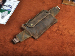 Vintage Leather Fanny Pack Mens Waist Bag Hip Pack Belt Bag for Men