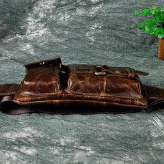 Vintage Leather Fanny Pack Mens Waist Bag Hip Pack Belt Bag for Men