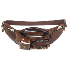 Vintage Leather Fanny Pack Mens Waist Bag Hip Pack Belt Bag for Men