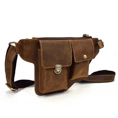 Vintage Leather Fanny Pack Mens Waist Bag Hip Pack Belt Bag for Men