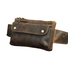 Vintage Leather Fanny Pack Mens Waist Bag Hip Pack Belt Bag for Men