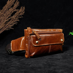 Vintage Leather Fanny Pack Mens Waist Bag Hip Pack Belt Bag for Men - imessengerbags