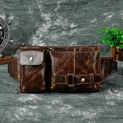 Vintage Leather Fanny Pack Mens Waist Bag Hip Pack Belt Bag for Men