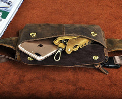 Vintage Leather Fanny Pack Mens Waist Bag Hip Pack Belt Bag for Men