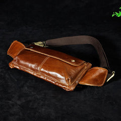 Vintage Leather Fanny Pack Mens Waist Bag Hip Pack Belt Bag for Men - imessengerbags