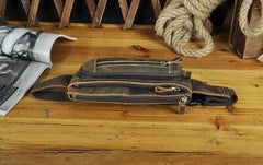 Vintage Leather Fanny Pack Mens Waist Bag Hip Pack Belt Bag for Men