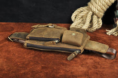 Vintage Leather Fanny Pack Mens Waist Bag Hip Pack Belt Bag for Men