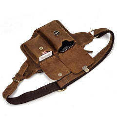 Vintage Leather Fanny Pack Mens Waist Bag Hip Pack Belt Bag for Men