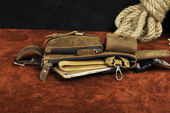 Vintage Leather Fanny Pack Mens Waist Bag Hip Pack Belt Bag for Men