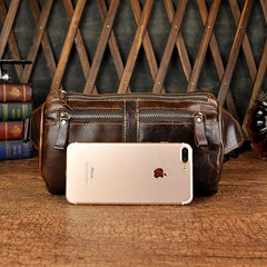 Vintage Leather Fanny Pack Mens Waist Bag Hip Pack Belt Bag for Men - imessengerbags