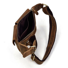 Vintage Leather Fanny Pack Mens Waist Bag Hip Pack Belt Bag for Men