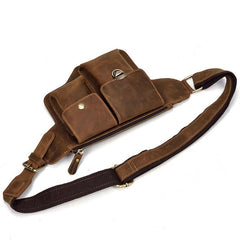 Vintage Leather Fanny Pack Mens Waist Bag Hip Pack Belt Bag for Men
