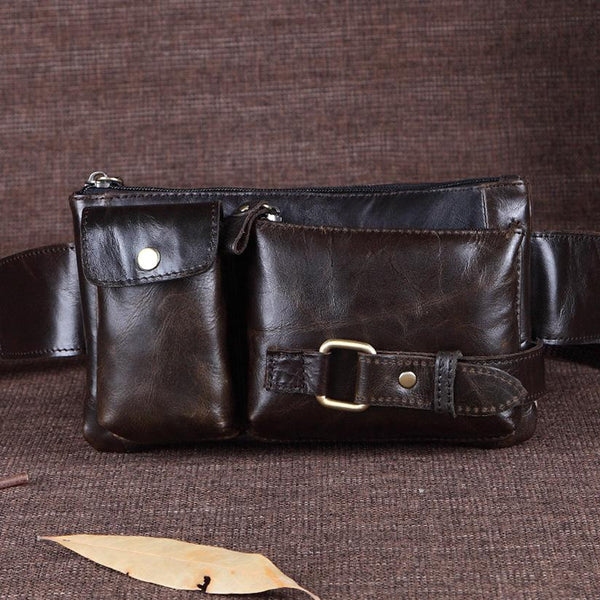 Vintage Leather Fanny Pack Mens Waist Bag Hip Pack Belt Bag for Men - imessengerbags