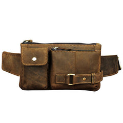 Vintage Leather Fanny Pack Mens Waist Bag Hip Pack Belt Bag for Men