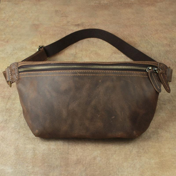 Vintage Leather Fanny Pack Mens Waist Bag Hip Pack Belt Bag for Men - imessengerbags