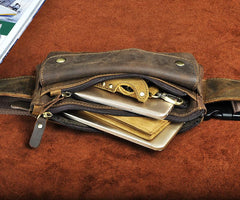 Vintage Leather Fanny Pack Mens Waist Bag Hip Pack Belt Bag for Men