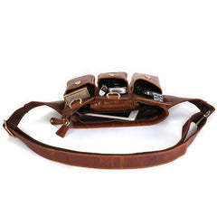 Vintage Leather Fanny Pack Mens Waist Bag Hip Pack Belt Bag for Men