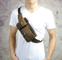 Vintage Leather Fanny Pack Mens Waist Bag Hip Pack Belt Bag for Men