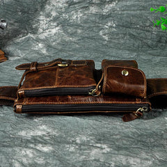 Vintage Leather Fanny Pack Mens Waist Bag Hip Pack Belt Bag for Men