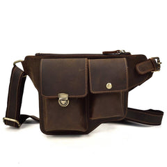 Vintage Leather Fanny Pack Mens Waist Bag Hip Pack Belt Bag for Men