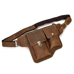 Vintage Leather Fanny Pack Mens Waist Bag Hip Pack Belt Bag for Men