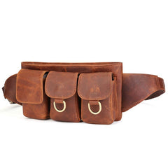 Vintage Leather Fanny Pack Mens Waist Bag Hip Pack Belt Bag for Men - imessengerbags