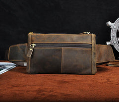 Vintage Leather Fanny Pack Mens Waist Bag Hip Pack Belt Bag for Men