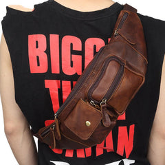 Vintage Leather Fanny Pack Mens Waist Bag Hip Pack Belt Bag for Men