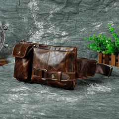 Vintage Leather Fanny Pack Mens Waist Bag Hip Pack Belt Bag for Men