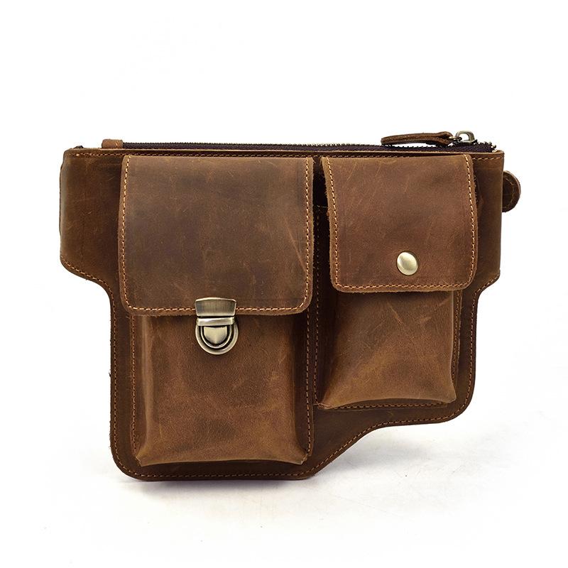 Vintage Leather Fanny Pack Mens Waist Bag Hip Pack Belt Bag for Men - imessengerbags