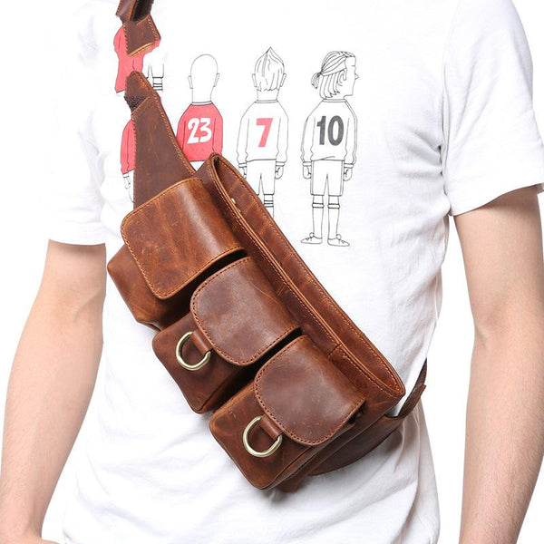Vintage Leather Fanny Pack Mens Waist Bag Hip Pack Belt Bag for Men - imessengerbags
